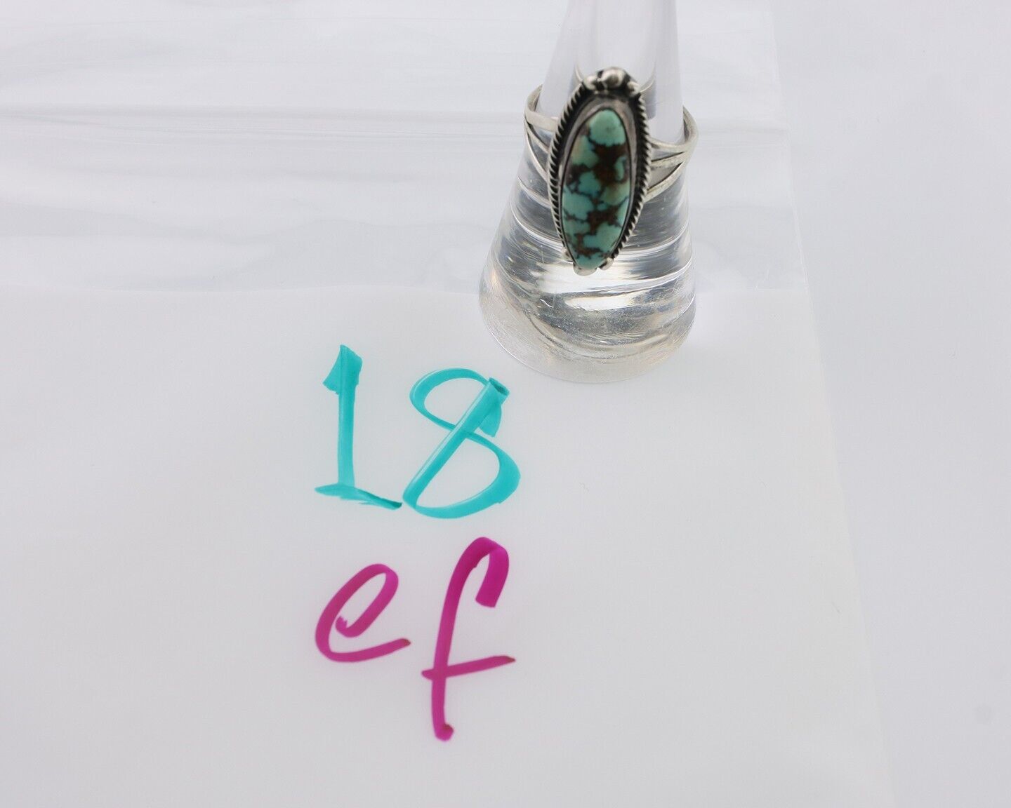Navajo Ring 925 Silver Turquoise Signed D. Delgarito Size 7.5 C.80's