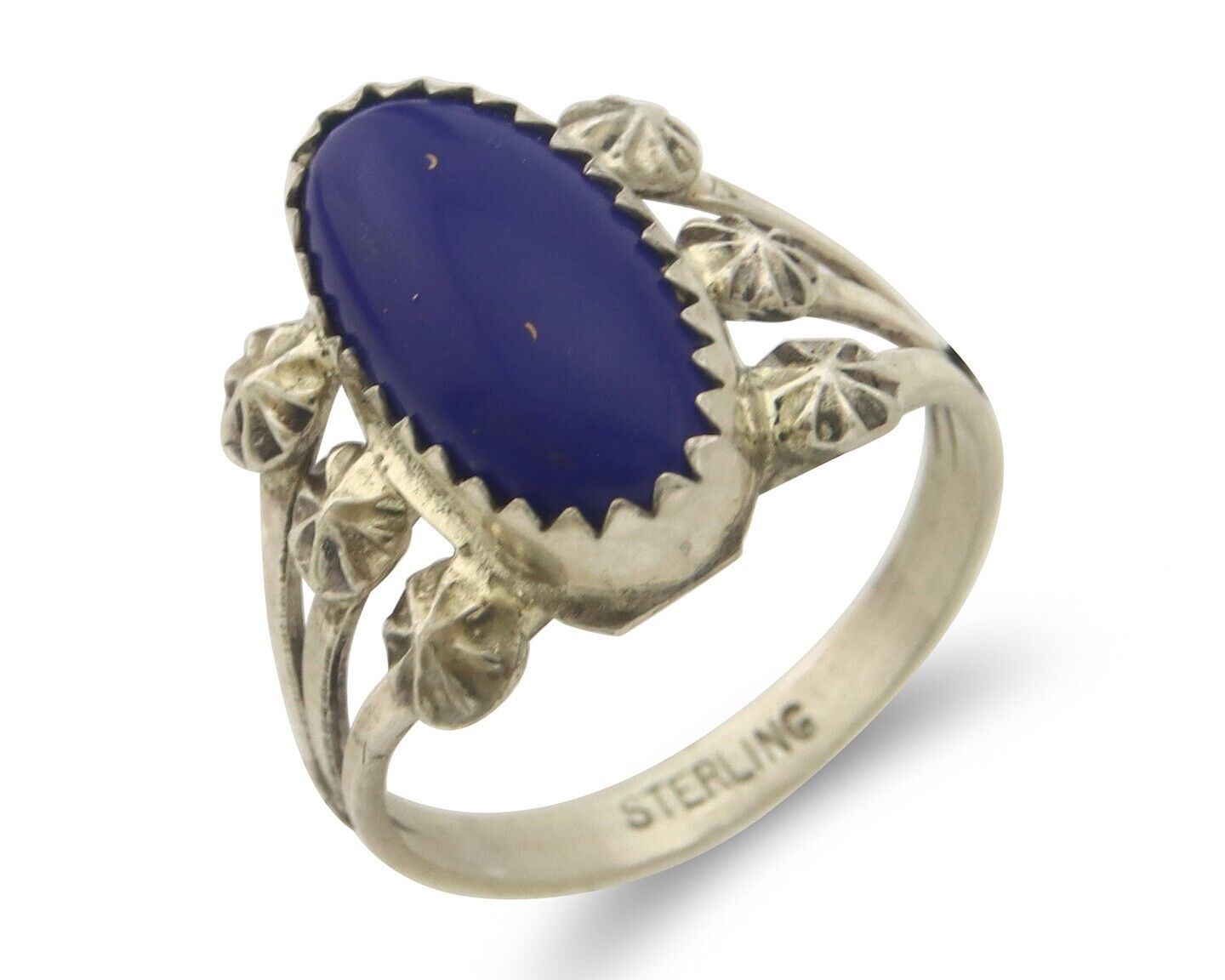 Navajo Ring 925 Sterling Natural Lapis Handmade Native Artist C.80's