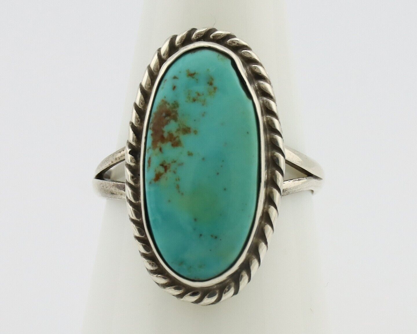 Navajo Ring 925 Silver Kingman Turquoise Artist Signed M Montoya C.80's