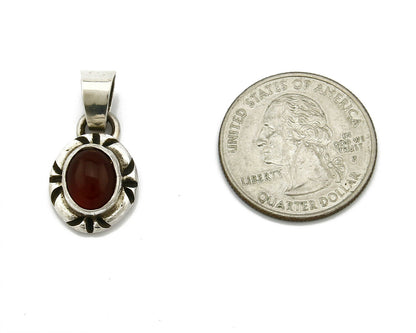 Navajo Hand Stamped Natural Mined Cornelian in .925 SOLID Silver Pendant