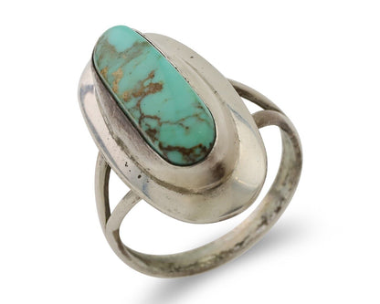 Navajo Handmade Ring 925 Silver Blue Turquoise Artist Signed Kachina C.80's