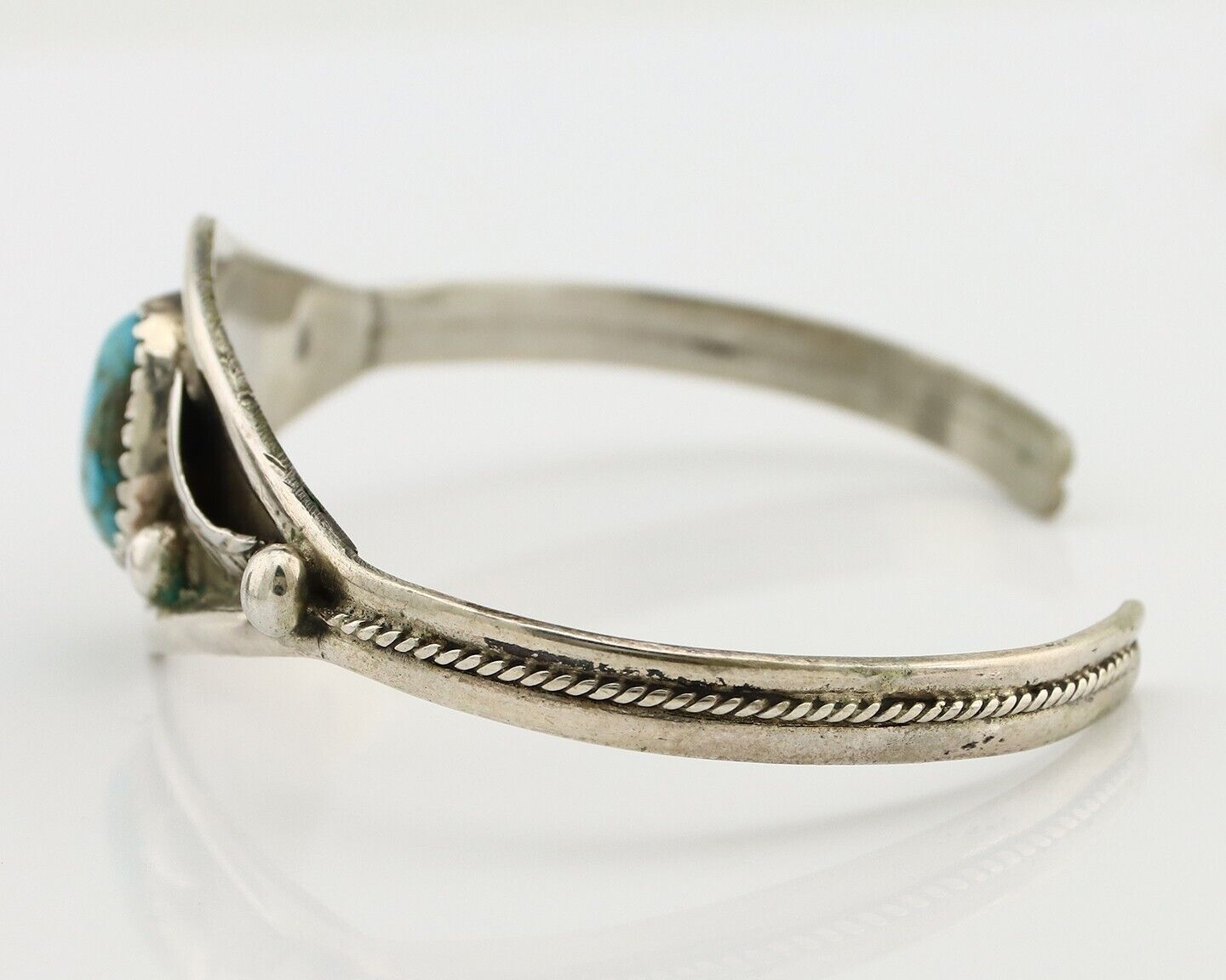 Navajo Bracelet 925 Silver Spiderweb Kingman Turquoise Native American C.80's