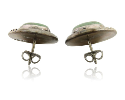 Navajo Earrings 925 Silver Kingman Turquoise Native American Artist C.80's