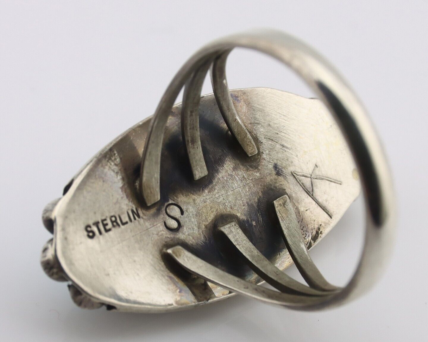 Navajo Ring .925 Silver Sleeping Beauty Turquoise Signed SkyStone Creations C80s