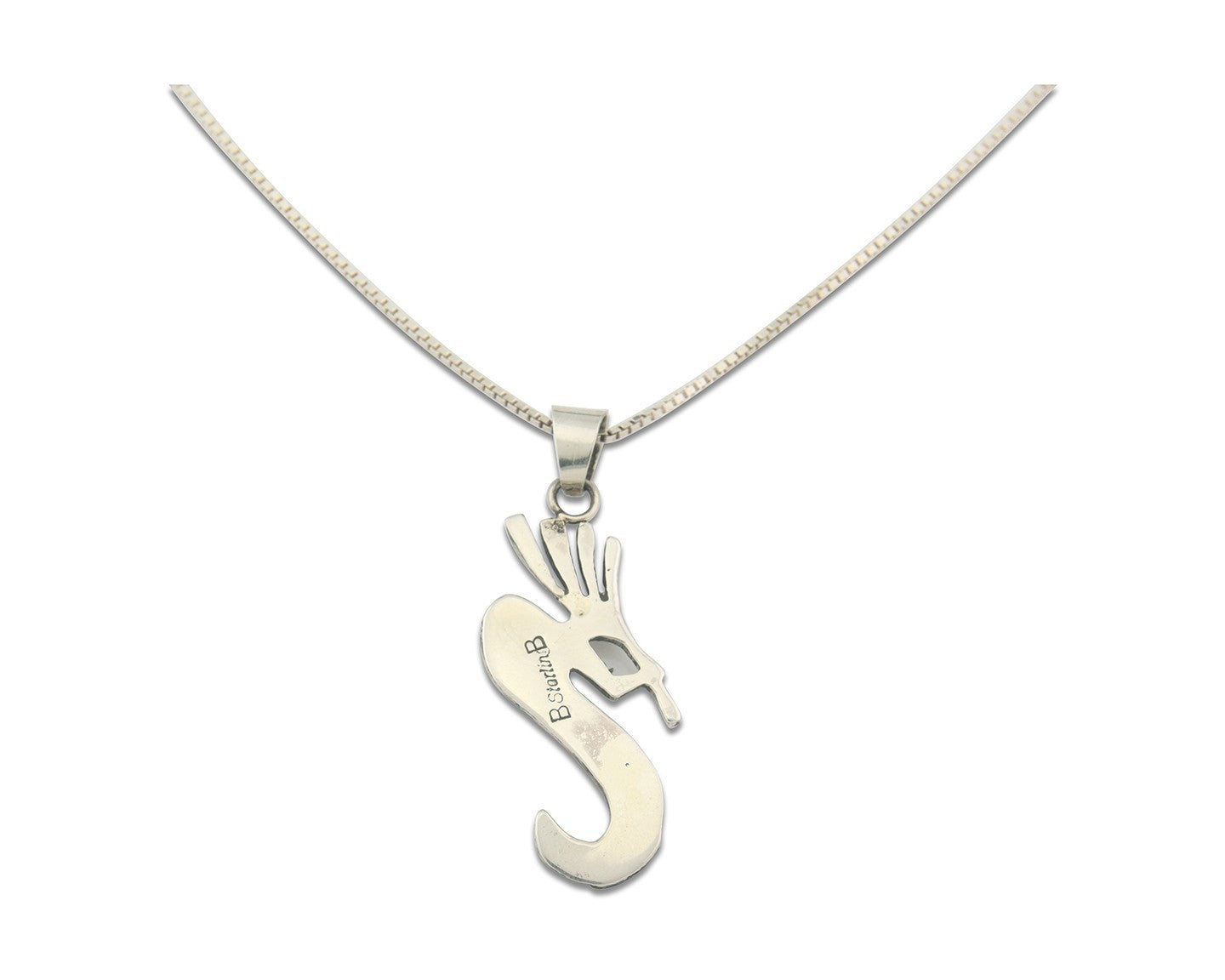 Navajo Kokopelli Necklace Sterling Silver Opal Vintage Signed BB