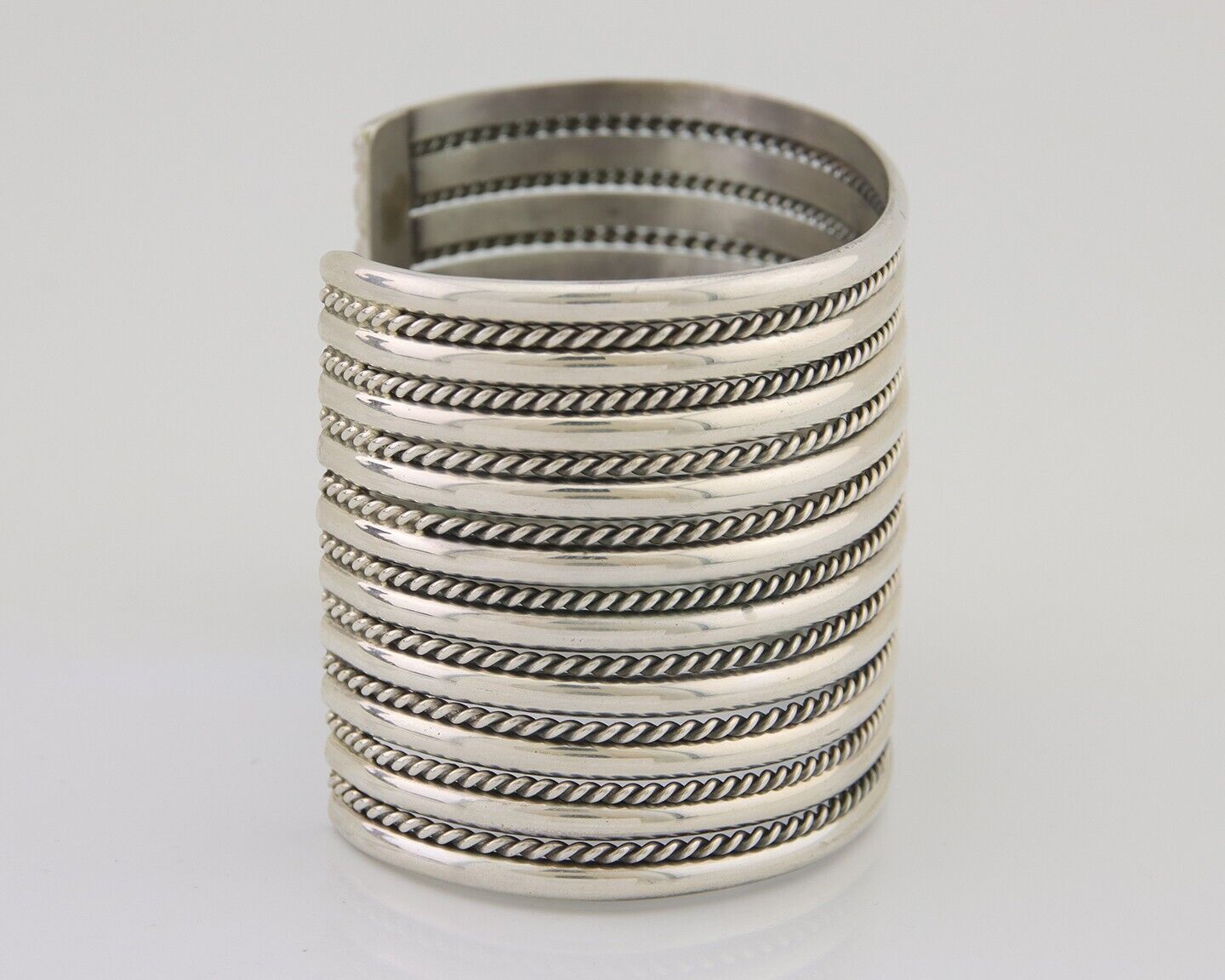 Navajo Wide Cuff 925 SOLID Silver Bracelet Artist TAHE C.80's