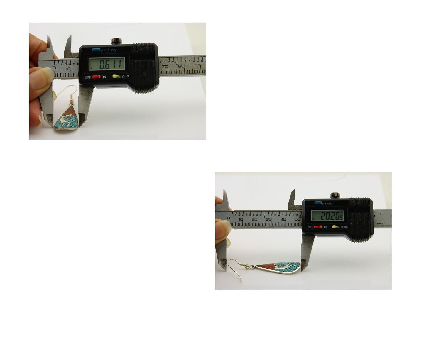 Navajo Kokopelli Earrings 999 Nickel Chip Inlay Turquoise Coral Native American