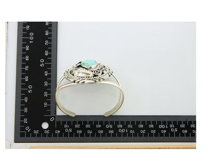 Navajo Cuff Bracelet 925 Silver Cuff Turquoise Cuff Native American Artist C80's