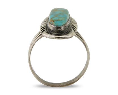 Navajo Ring 925 Silver Nevada Blue Turquoise Signed MC C.80's