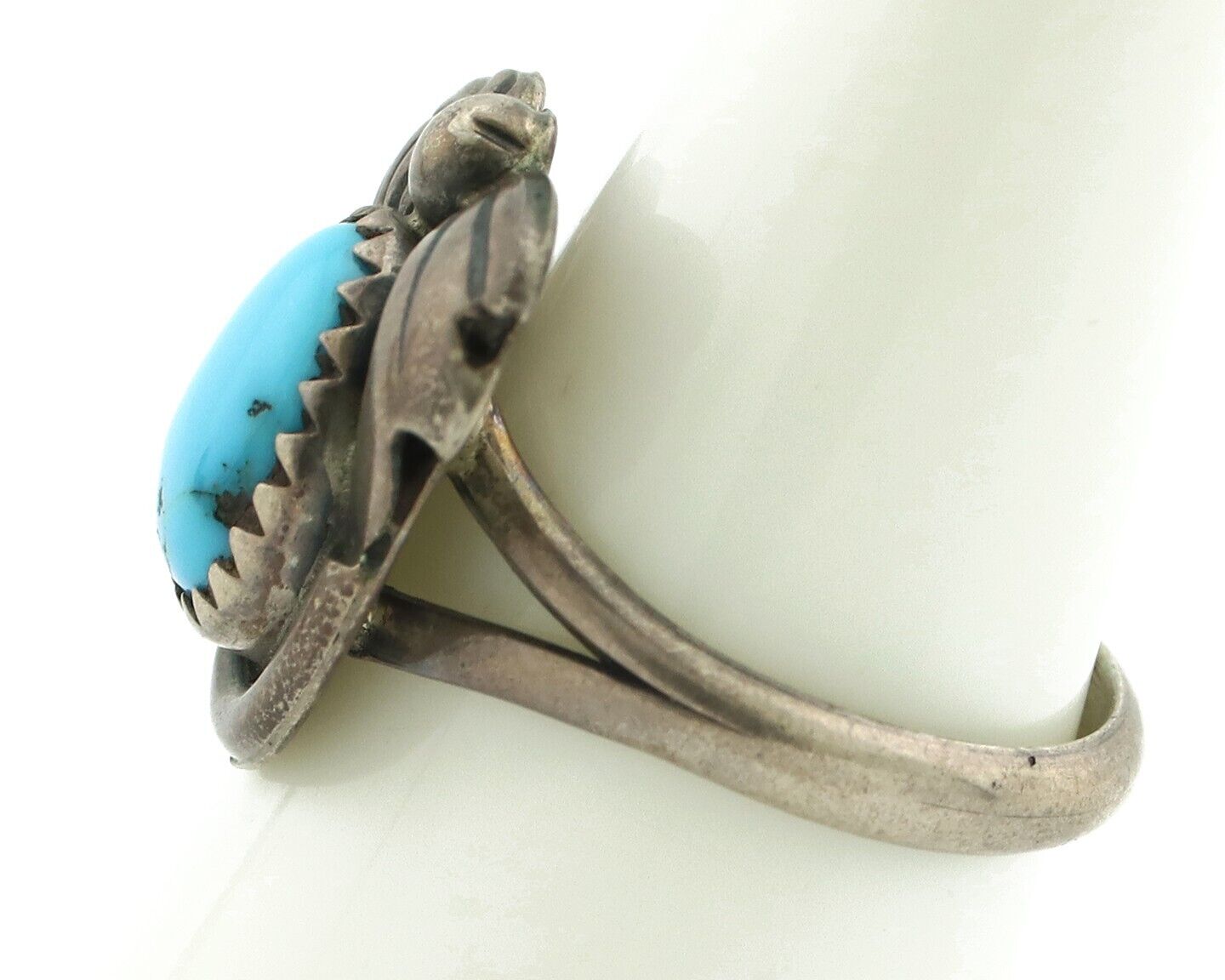 Navajo Ring .925 Silver Sleeping Beauty Turquoise Native American Artist C.80's