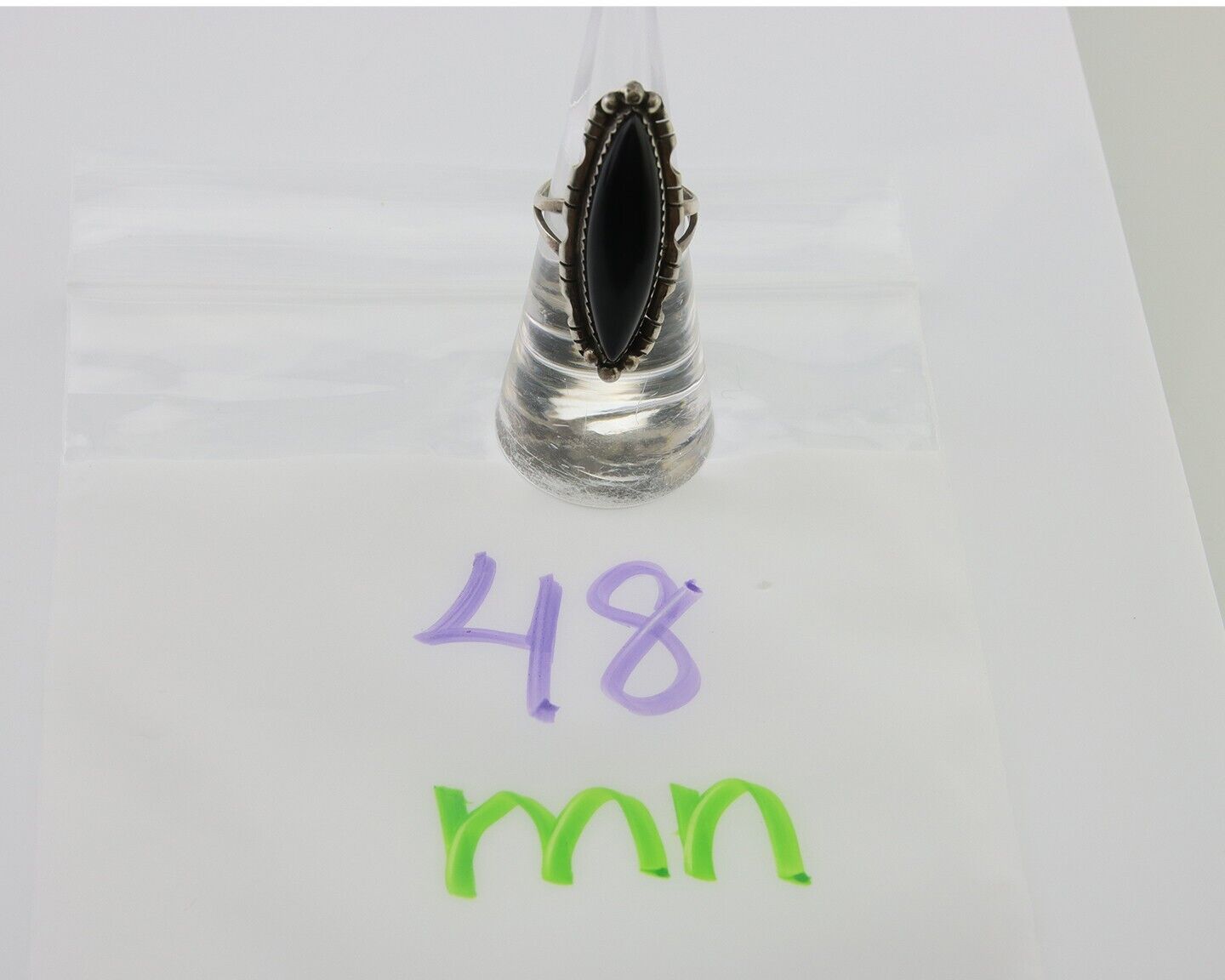 Navajo Handmade Ring 925 Silver Black Onyx Native American Artist C.80's