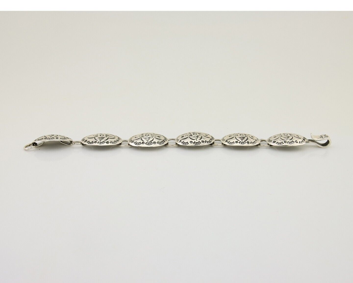 Navajo Hamdmade Concho Bracelet 925 Silver Native Artist Signed C Montoya C.80's