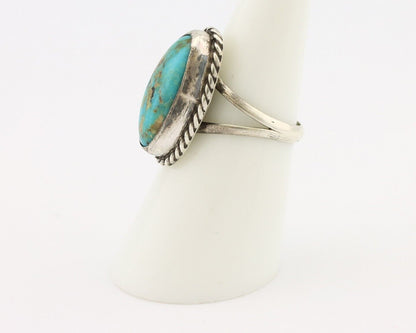 Navajo Ring 925 Silver Kingman Turquoise Artist Native American Signed C.80's