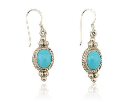 Navajo Earrings 925 Silver Blue Turquoise Native American Artist C.80's