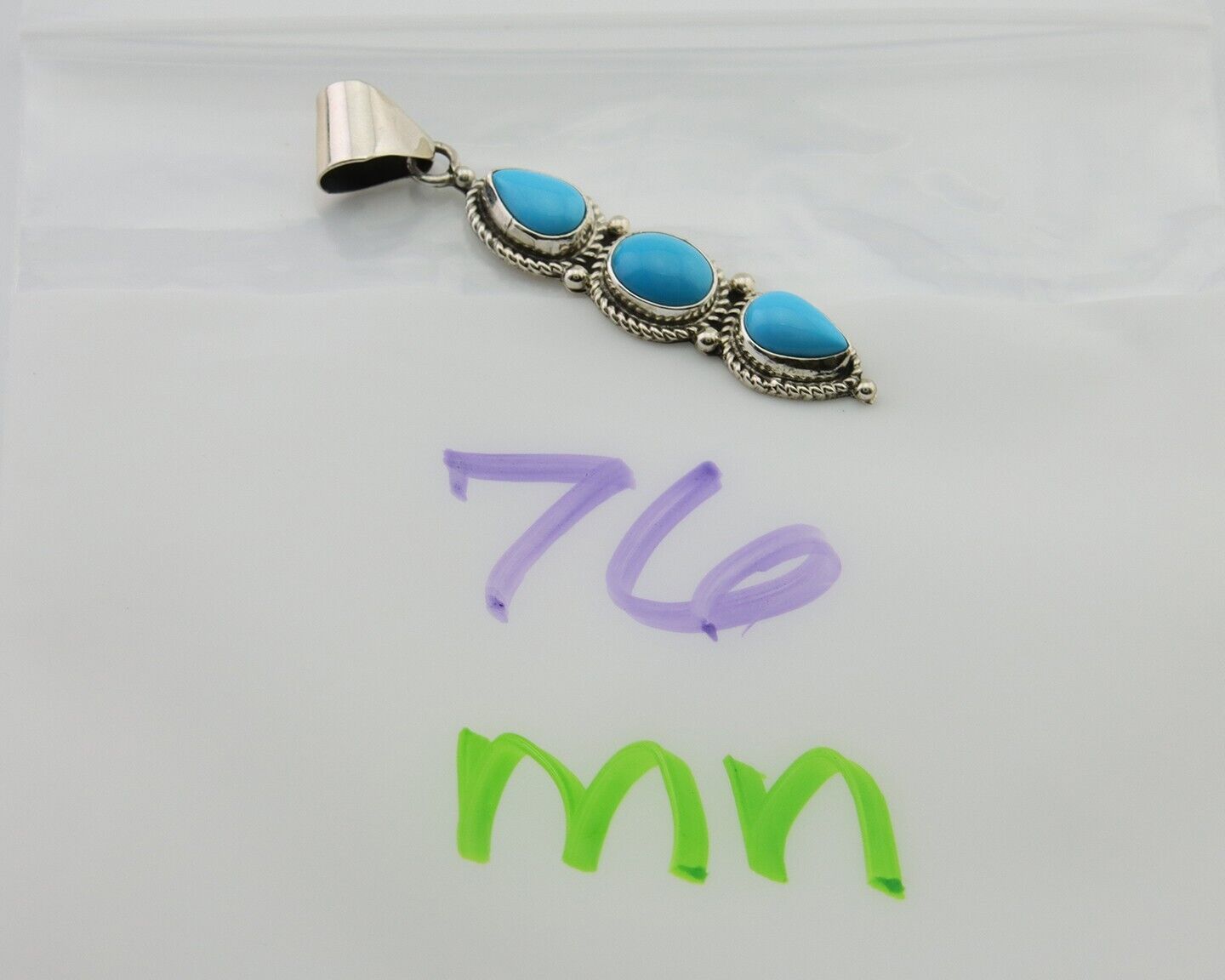 Navajo Necklace 925 Silver Natural Turquoise Artist Kathllen Chavez C.80's