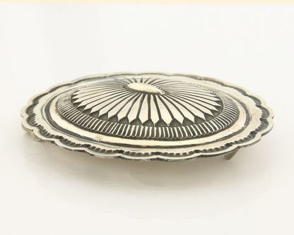 Navajo Belt Buckle 925 Sterling Silver Concho Signed R Martinez 1.5x2.5 in C.80s