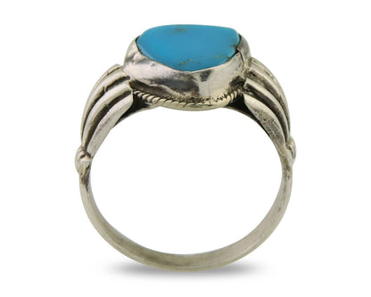 Navajo Handmade Ring 925 Sterling Silver Natural Turquoise Native Artist C.80's