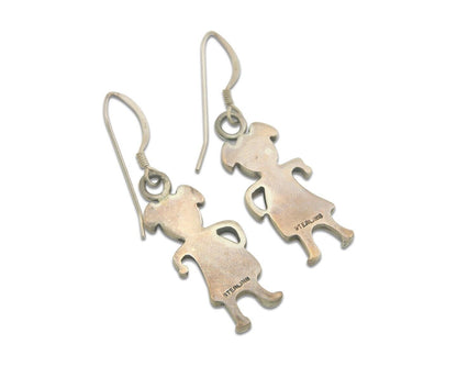 Navajo Earrings 925 Silver Natural Turquoise Oyster Native American Artist C80s