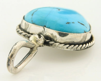 Navajo Heart Pendant Sterling Silver Turquoise Vintage Handmade