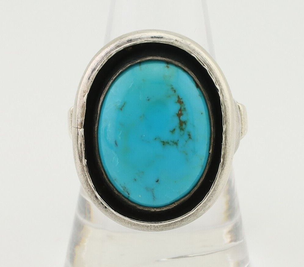 Navajo Ring 925 Silver Arizona Turquoise Signed M Montoya C.80's
