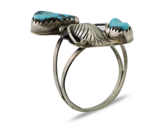 Navajo Handmade Ring 925 Silver Kingman Turquoise Native American Artist C.80's