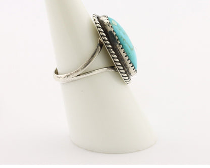 Navajo Ring 925 Silver Kingman Turquoise Native American Artist C.80's