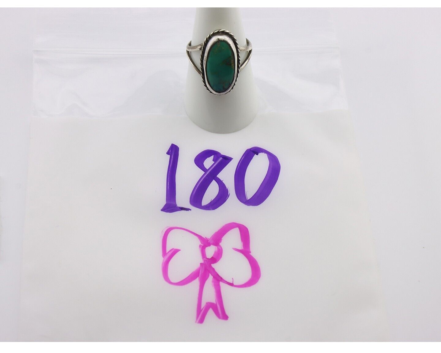 Navajo Ring .925 Silver Natural Kingman Turquoise Native American Signed C.80's
