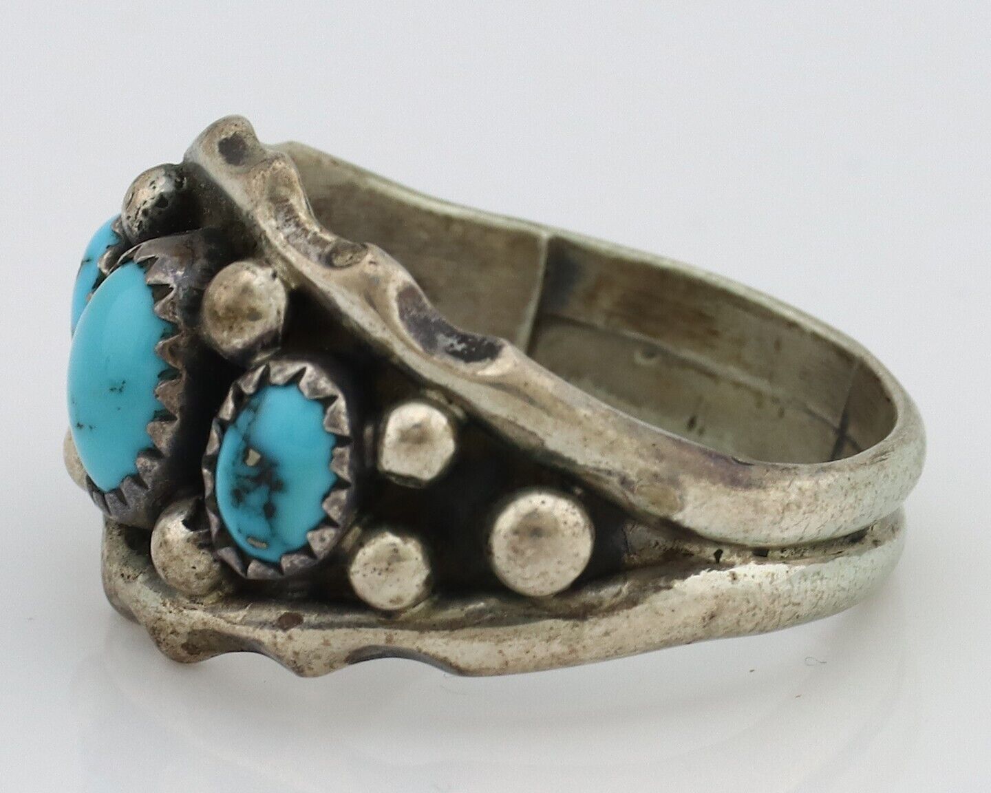 Navajo Ring 925 Silver Blue Turquoise Artist Signed SkyStone Creations C.80's