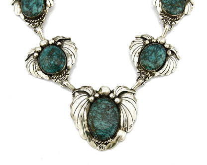 Navajo Squash Necklace .925 Silver Turquoise Handmade C.80's
