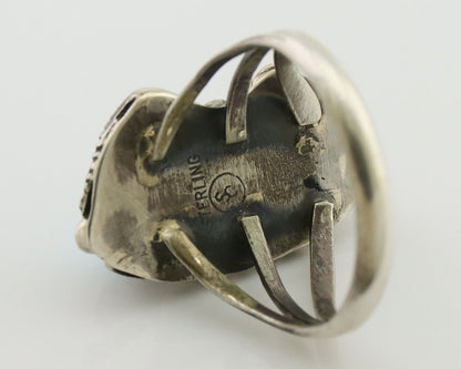 Navajo Ring 925 Silver Kingman Turquoise Artist Signed SC C.80's