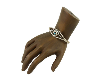Navajo Paw Bracelet 925 Silver Blue Turquoise Native American Artist C.80's