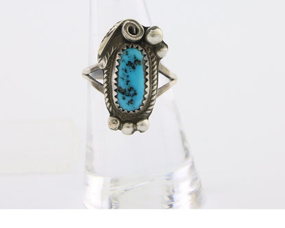Navajo Ring 925 Silver Sleeping Beauty Turquoise Signed Justin Morris C.80's
