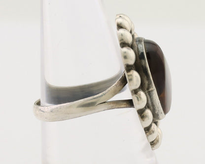 Navajo Handmade Ring 925 Silver Natural Fire Opal Native Artist Size 6.75 C.80's