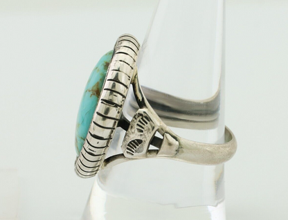 Navajo Handmade Ring 925 Silver Natural Turquoise Signed M Montoya C.80's