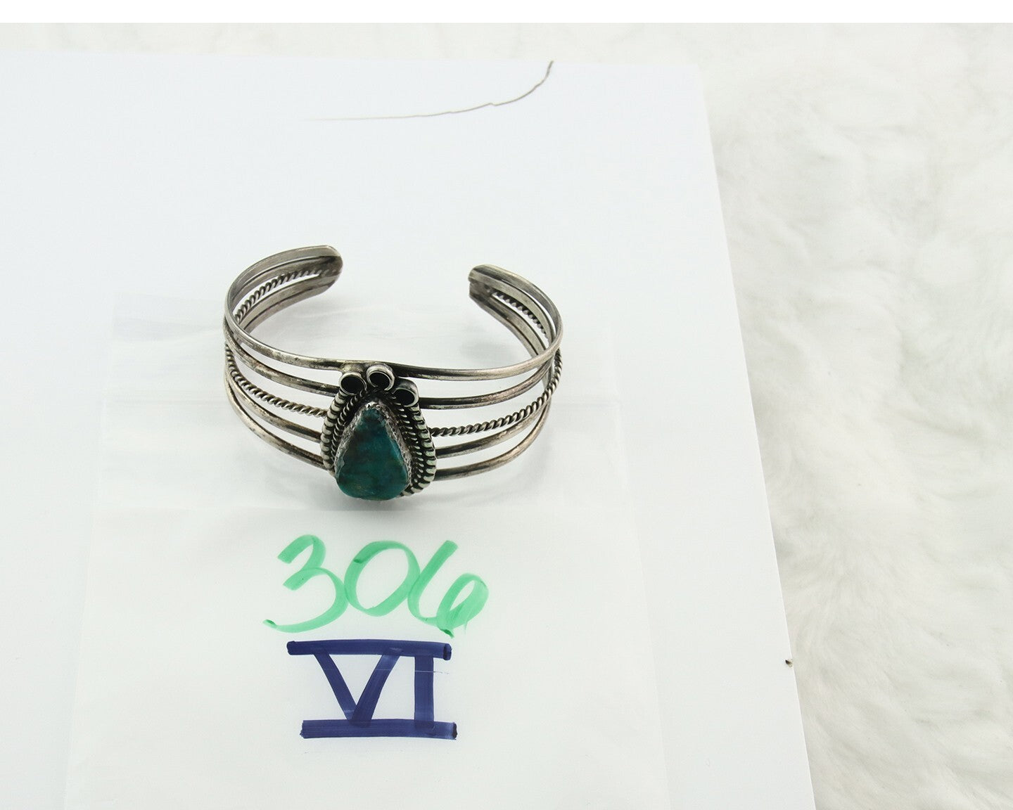 Vintage Navajo Bracelet 925 Silver Blue Turquoise Signed Kay Johnson