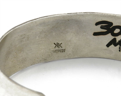 Navajo Artist Signed Jacob Kahe .925 Silver 12k Gold Plate Pictograph Cuff