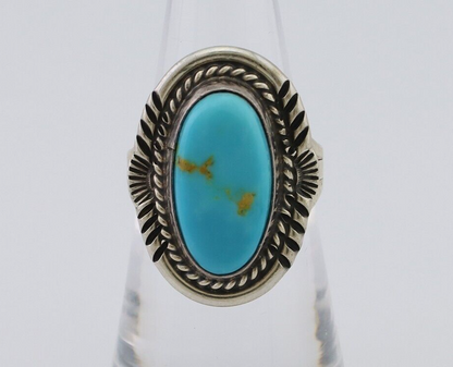 Navajo Ring 925 Silver Natural Blue Turquoise Artist Signed M BEGAY C.80's