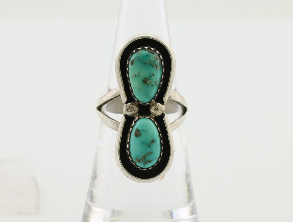 Navajo Handmade Ring 925 Silver Natural Turquoise Native American Artist C.80's