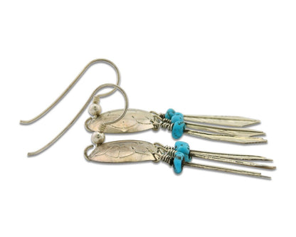 Navajo Earrings 925 Silver Dream Catcher Natural Turquoise Native Artist C.80's