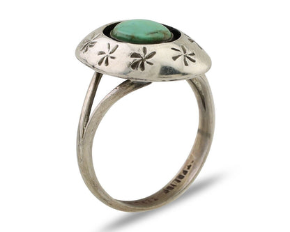 Navajo Ring 925 Silver Kingman Turquoise Native American Artist C.80's