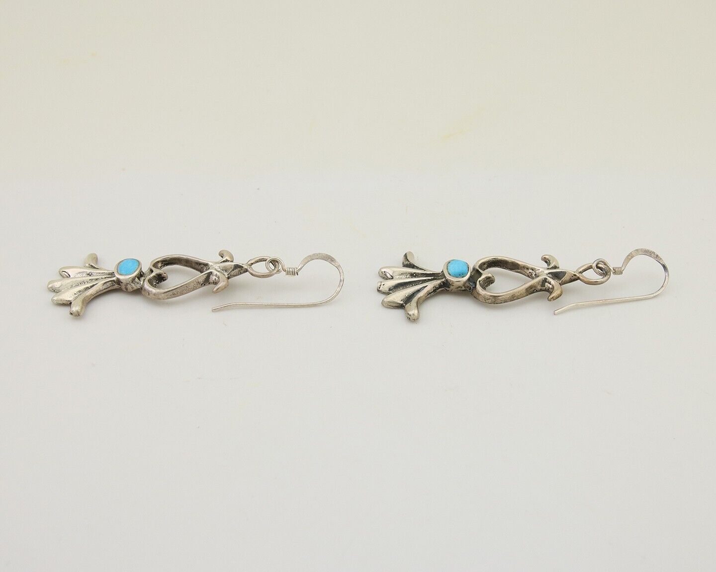 Navajo Dangle Earrings 925 Silver Blue Turquoise Native American Artist C.80's