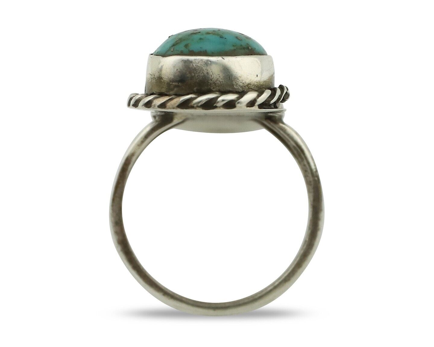 Navajo 3 Stone Ring 925 Silver Natural Kingman Turquoise Native Artist C.80's