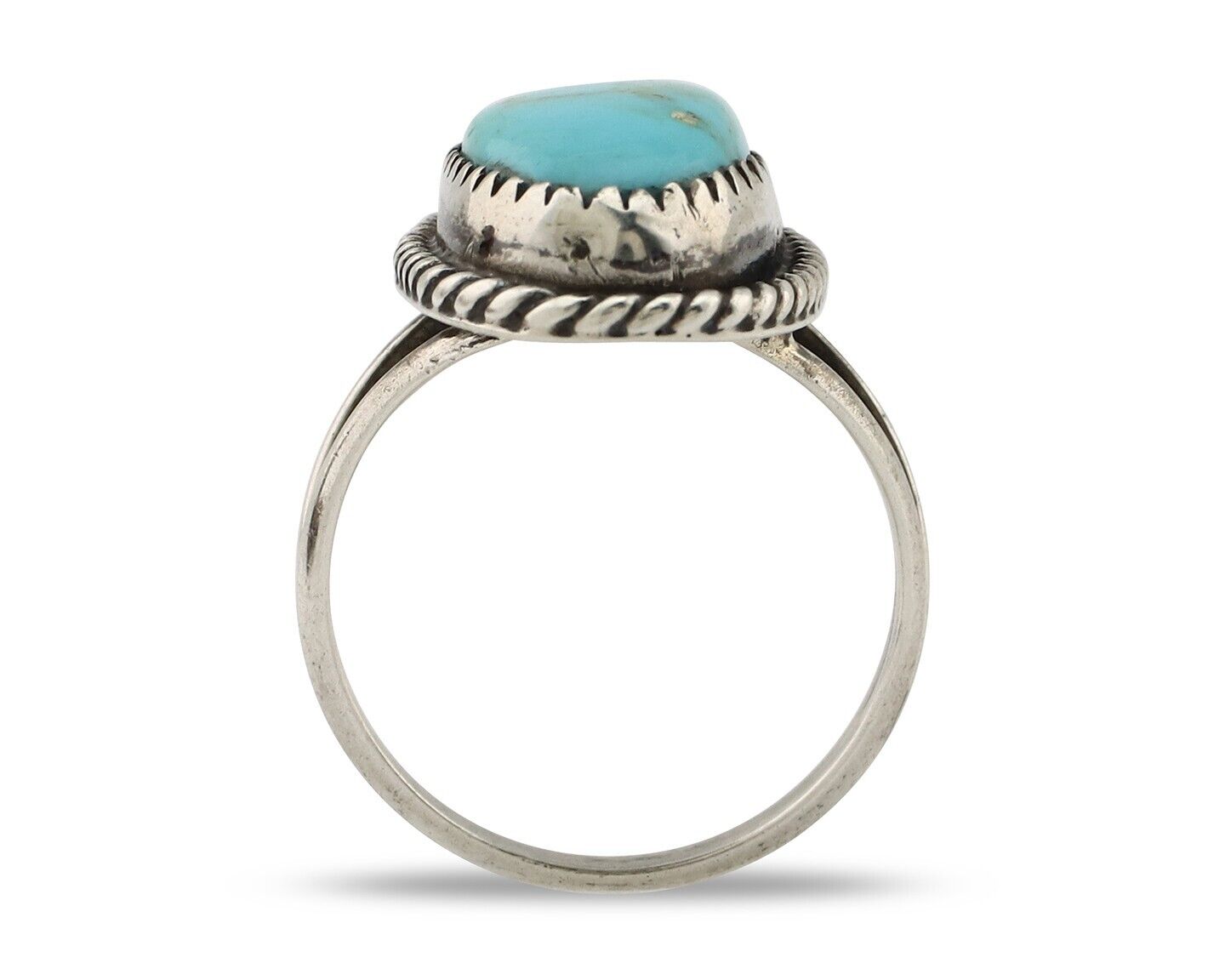 Navajo Ring 925 Silver Kingman Turquoise Native American Artist C.80's