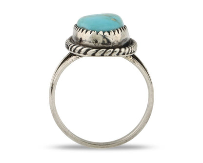 Navajo Ring 925 Silver Kingman Turquoise Native American Artist C.80's