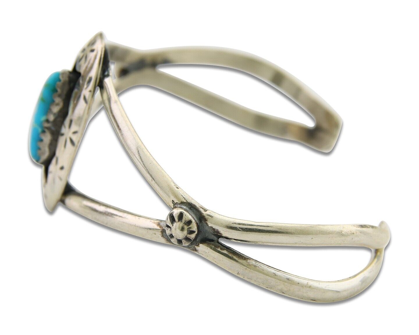 Navajo Cuff Bracelet 925 Silver Turquoise Cuff Artist Signed IJC C.80's