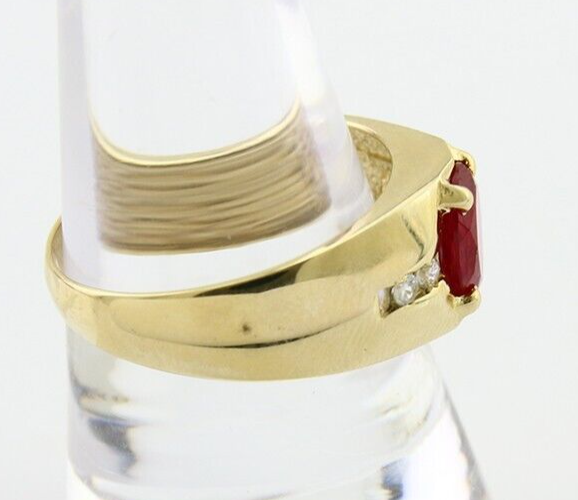 Men Lab-Created Gemstone & Simulated Diamond Ring in 14k Real SOLID Yellow Gold