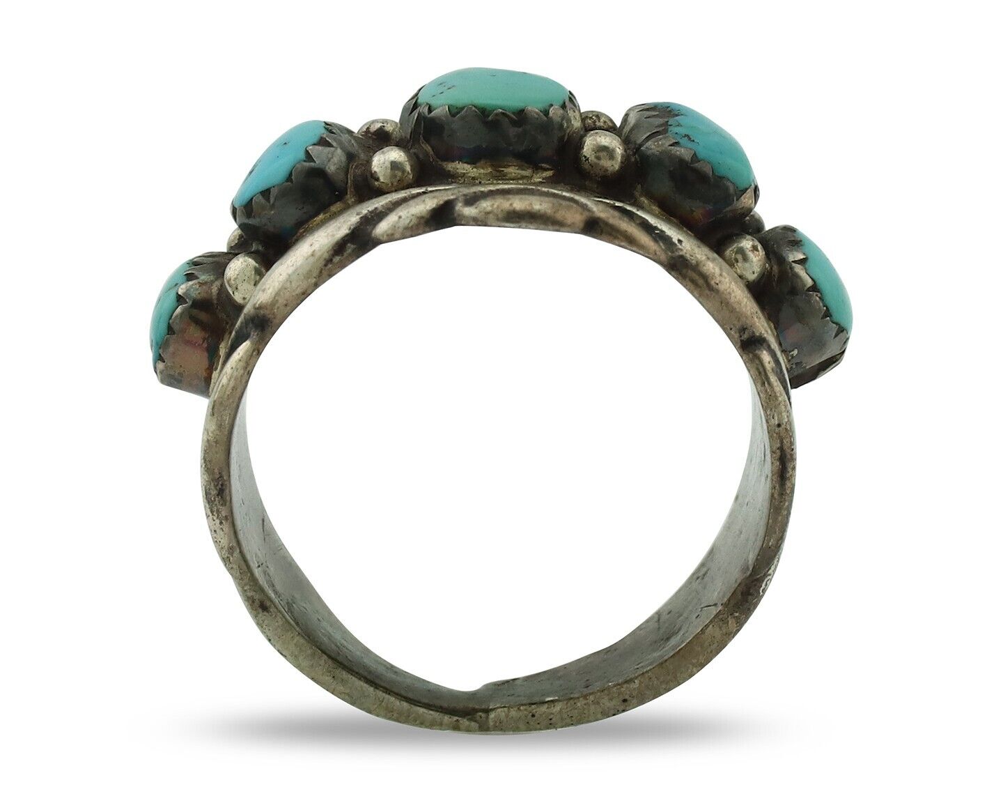 Zuni Ring .925 Silver Natural Sleeping Beauty Turquoise Native Artist C.80's