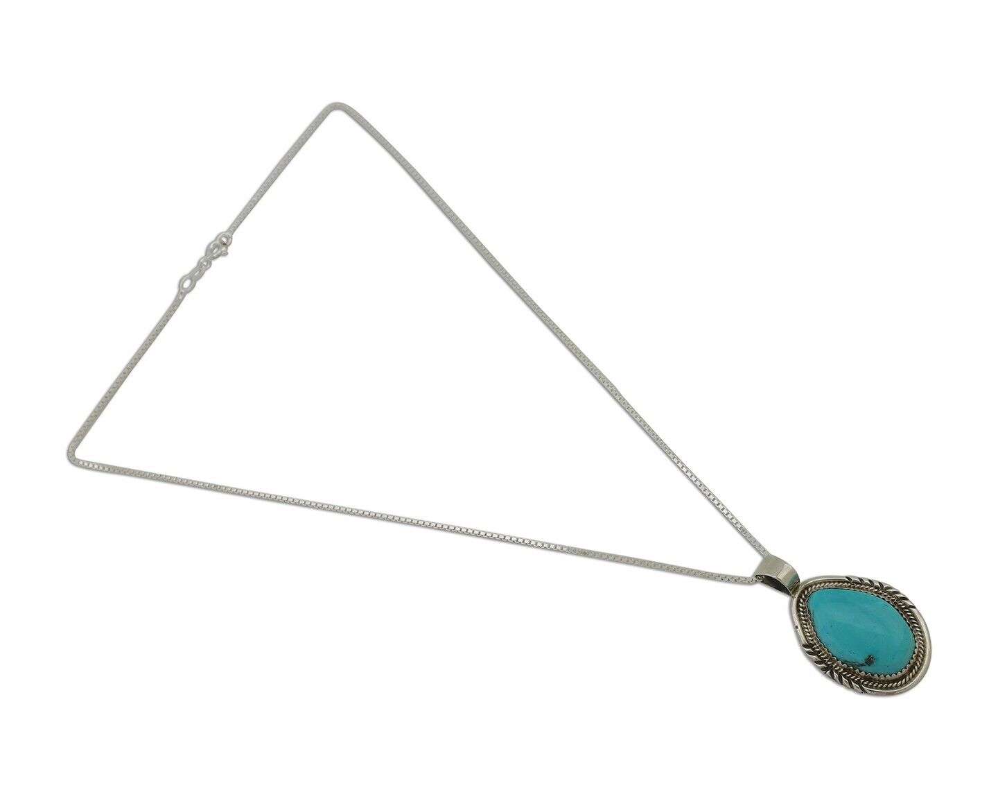Navajo Necklace 925 Silver Kingman Turquoise Signed Anna Begay C.80's