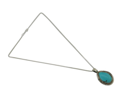Navajo Necklace 925 Silver Kingman Turquoise Signed Anna Begay C.80's