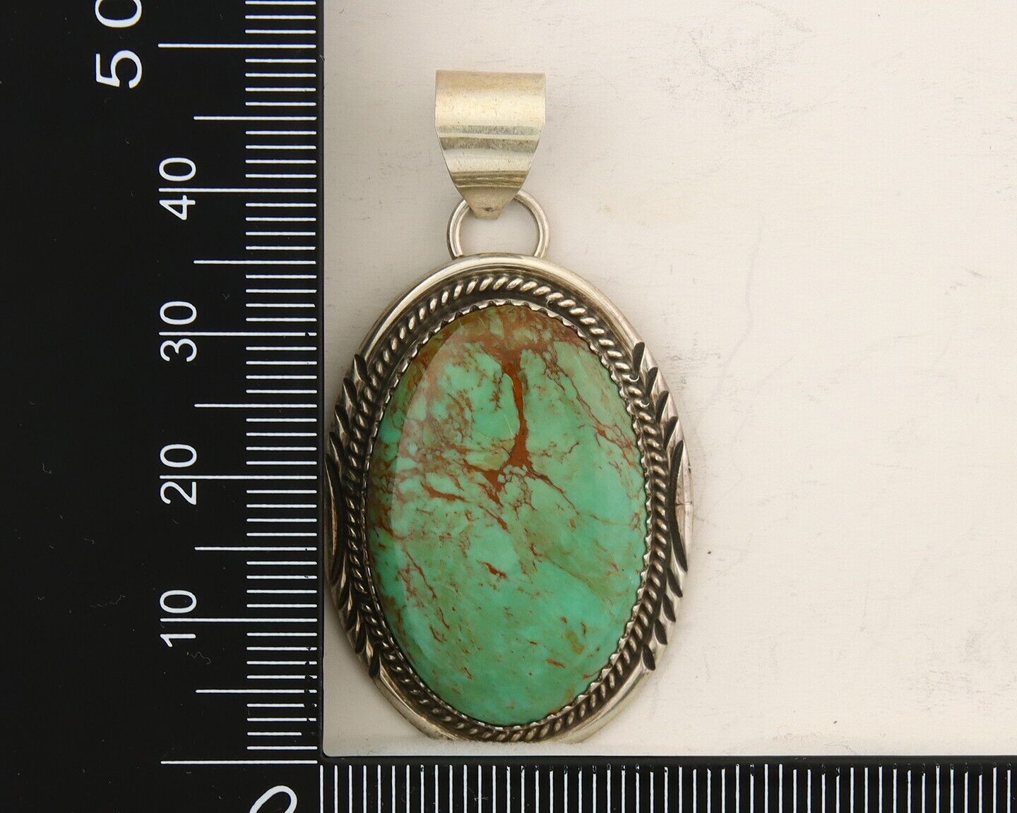 Navajo 925 Silver Pendant Turquoise Handmade Artist Signed Herman Lee C.80's